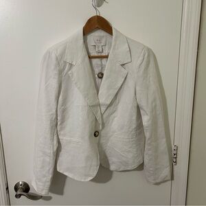 Halston | Women’s White Linen Blazer | Size Small NWOT